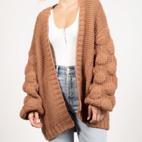 TOBI Shannon Oversized Bohemian Slouchy Chunky Knit Cardigan Balloon Sleeve Boho - Picture 15 of 15